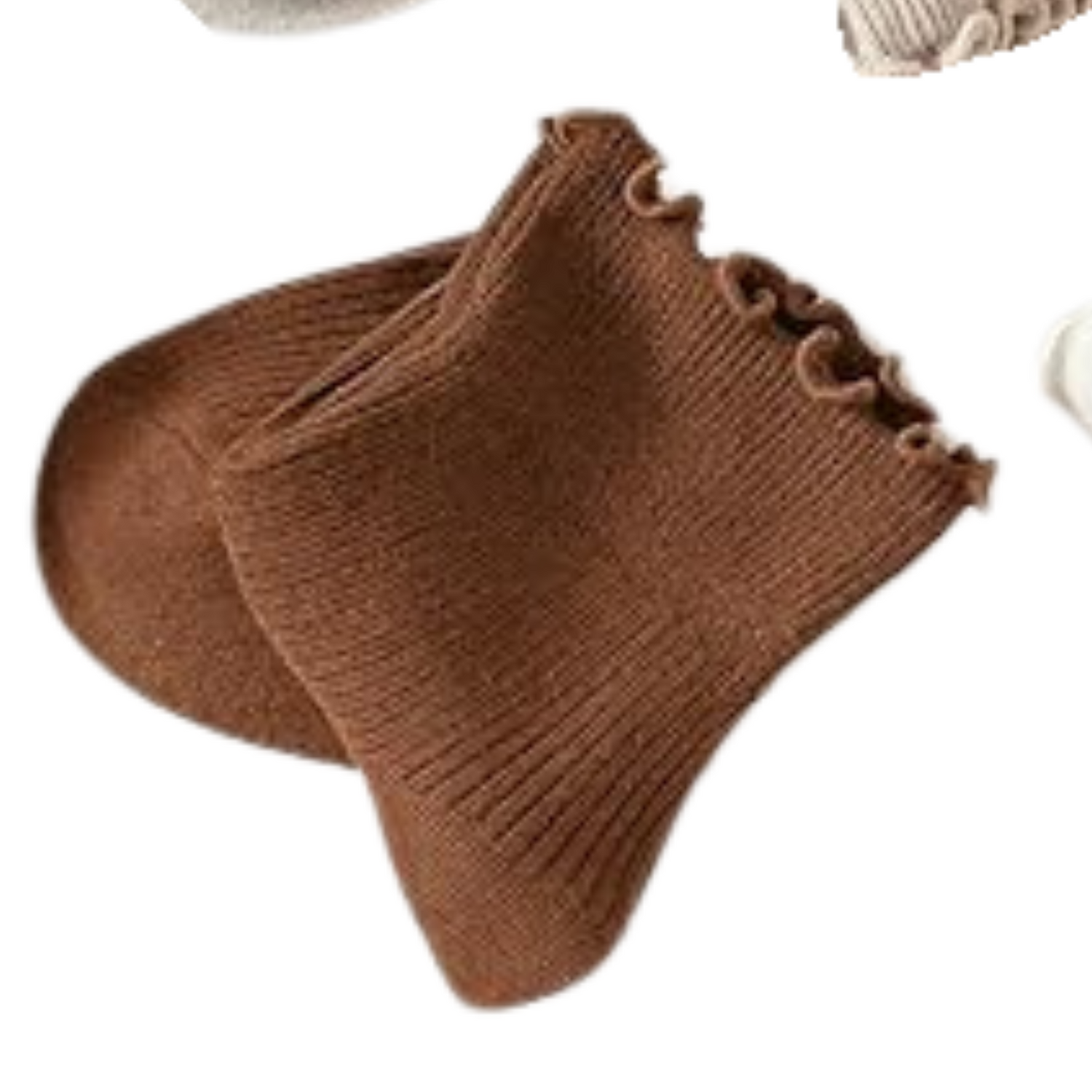 Brown Ruffle Socks - 1 Pair