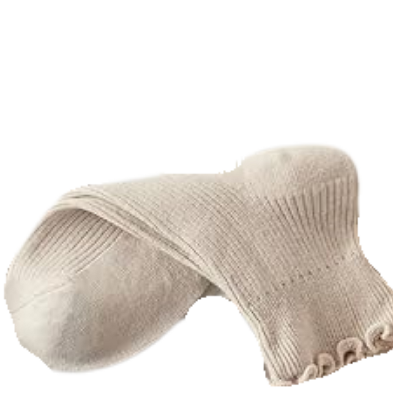 Beige Ruffle Socks - 1 Pair