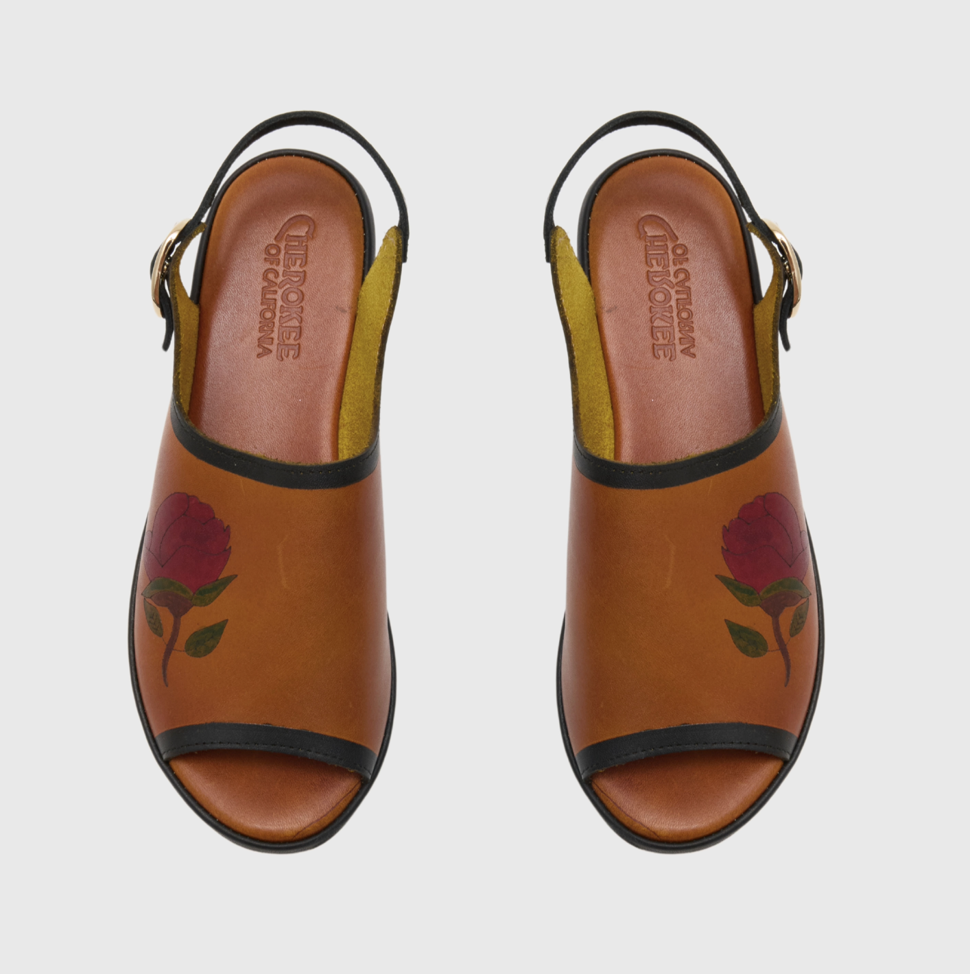 Coco Mid Beep Open Toe Hand Painted Rose