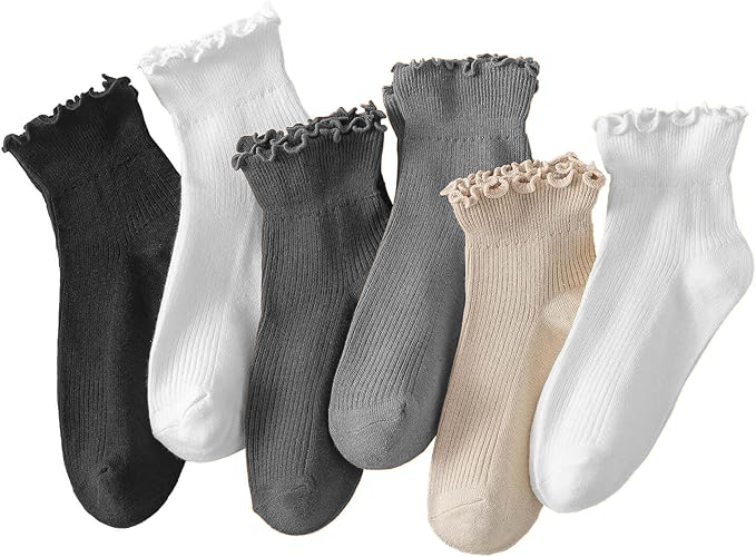 Beige Ruffle Socks - 1 Pair