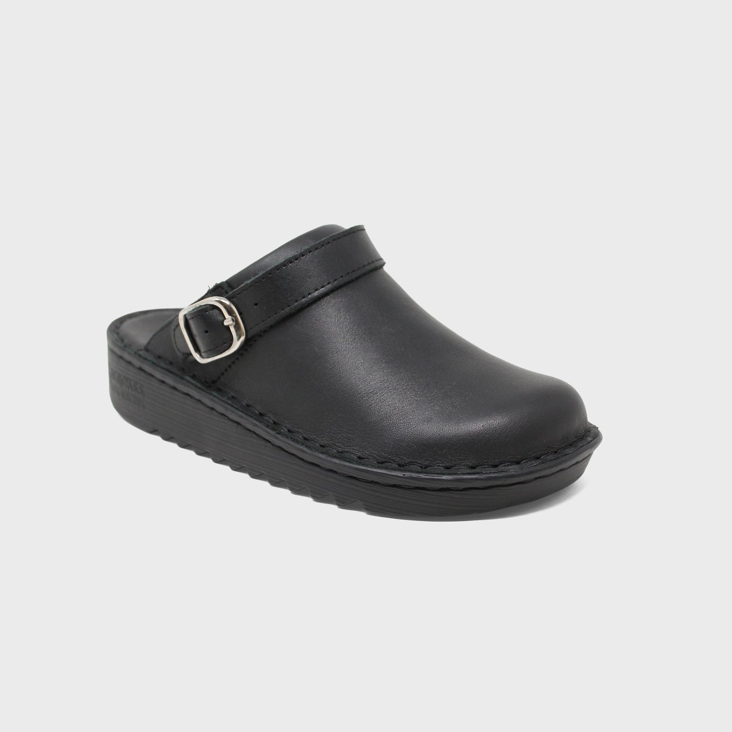 Malibu Black Leather Clog Zeeta Black Bottom