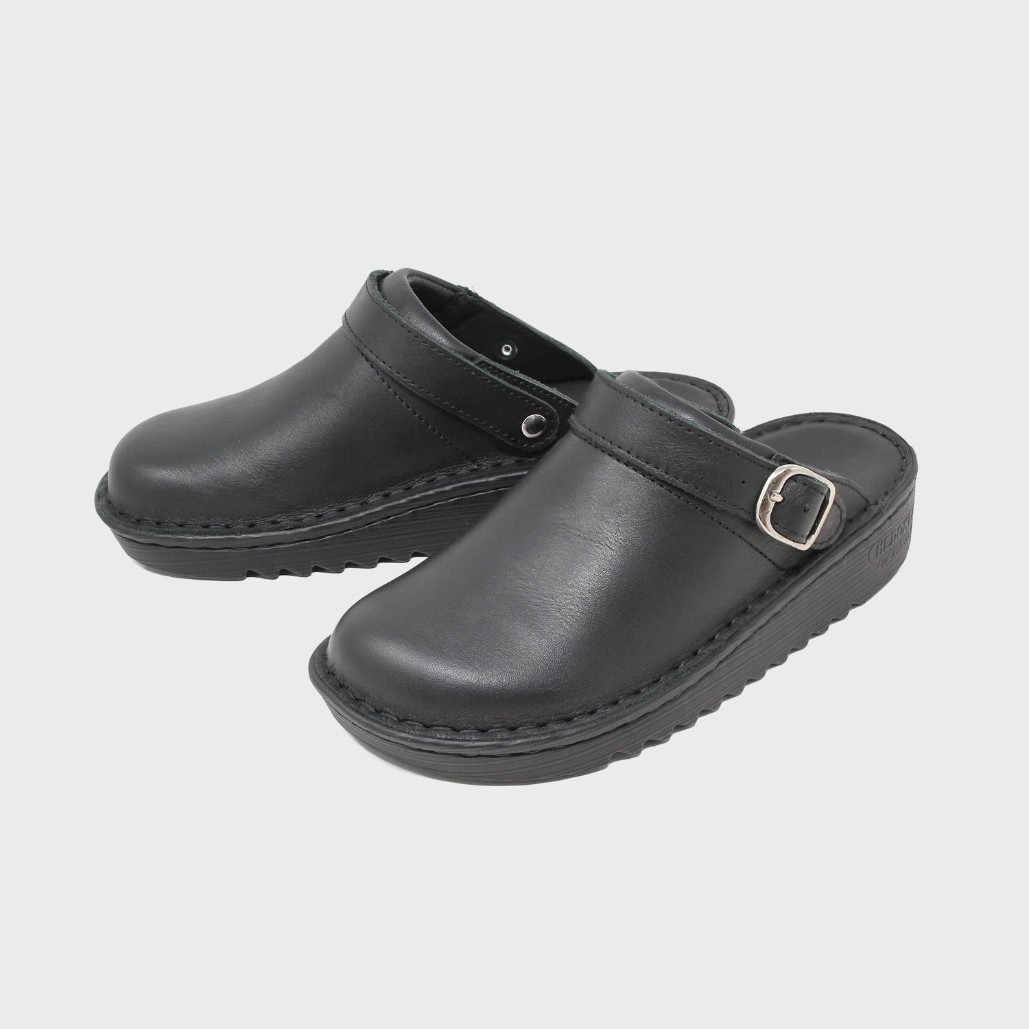 Malibu Black Leather Clog Zeeta Black Bottom