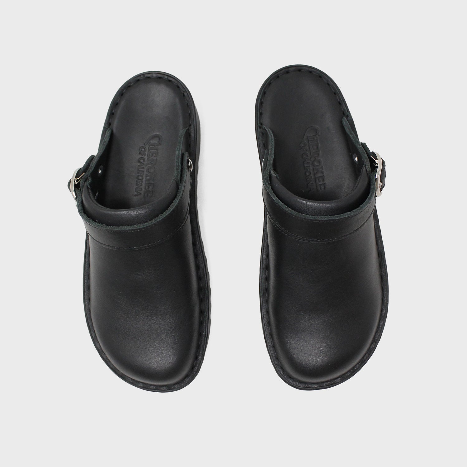 Malibu Black Leather Clog Zeeta Black Bottom